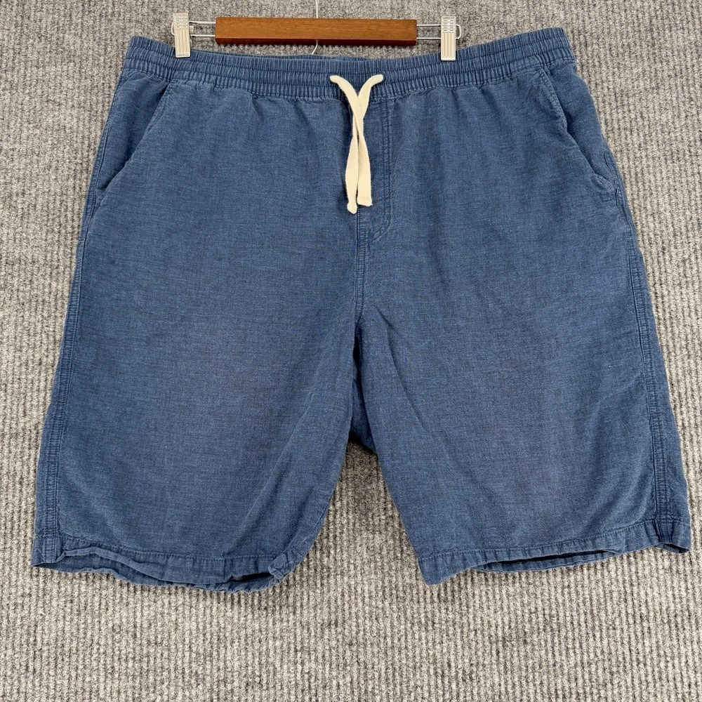 Old Navy men's linen blend drawstring shorts blue elastic waist XXL tall